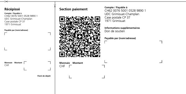 bulletin de versement UDC Grimisuat-Champlan